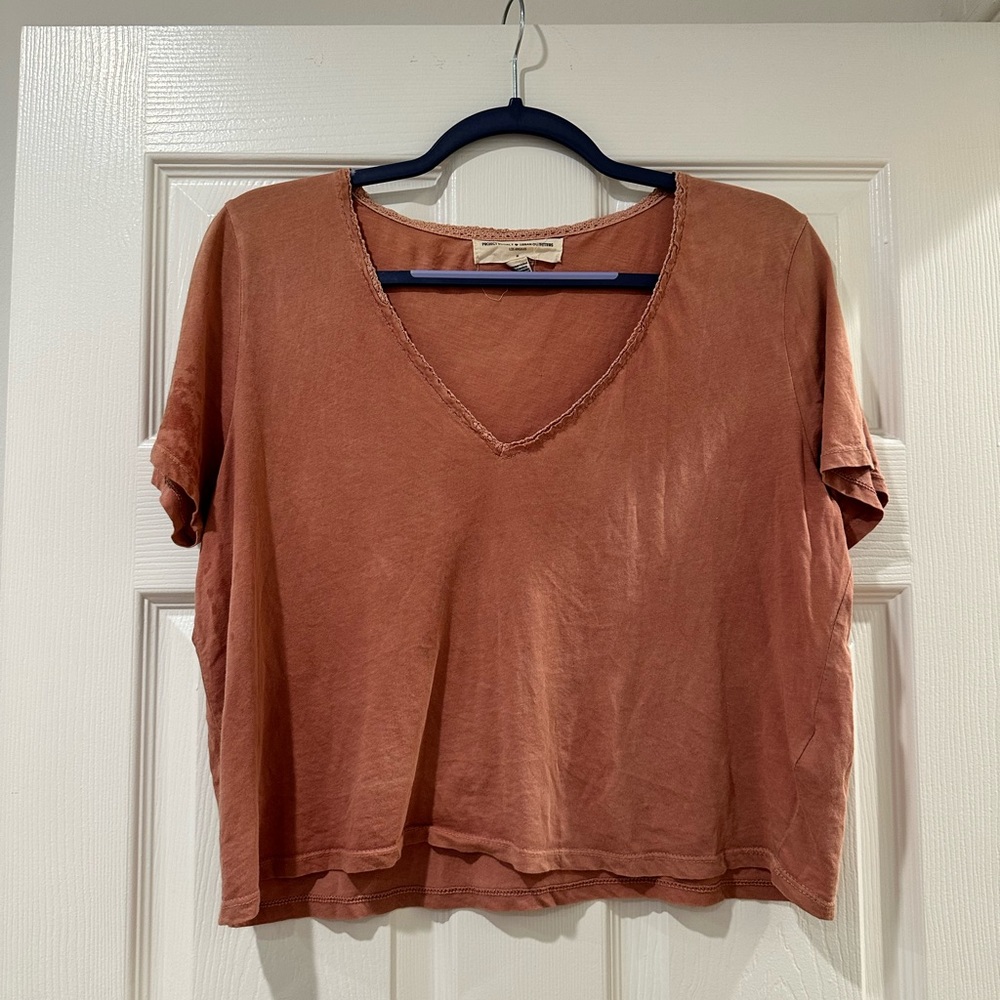 Orange urban outfitters v neck crop top size M